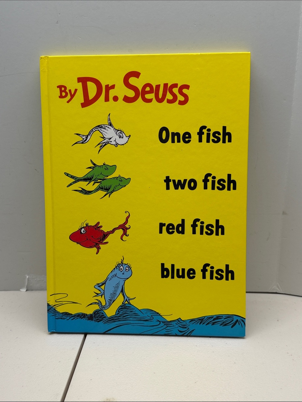Dr. Seuss One Fish Two Fish Bright Yellow Cover with Red, Blue, Green Fish